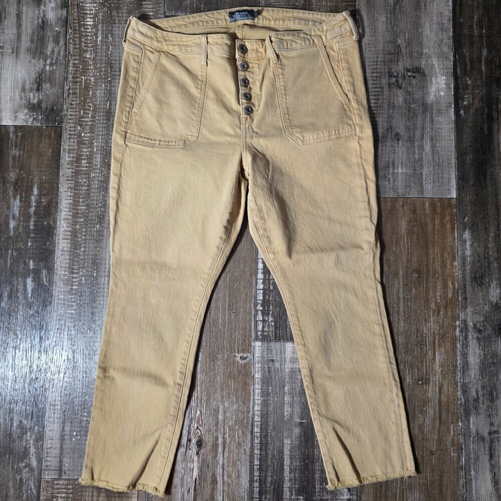 Torrid Feel the Fit Khaki Button Fly Raw Hem Jean Size 12R